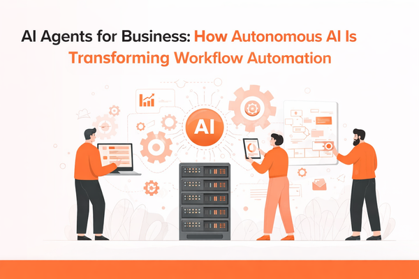 AI agents automating business workflows with intelligent automation and autonomous systems.